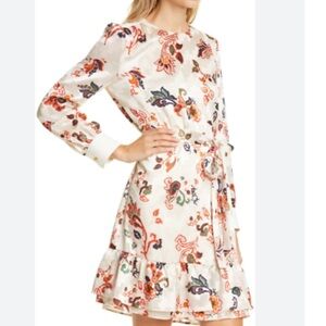 Tory Burch Paisley Burnout Ivory Cream Long Sleeve Shift Dress